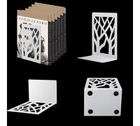 Sujetalibros para Libros Extremos para estantes Extremos de Libro para Oficina de para Libros Pesados Soporte para estantería de Libros decoración del hogar sujetalibros de Metal Blanco (1 Pares)