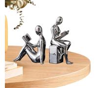 Sujetalibros pesados, tapones para libros, 2 diseños de imagen abstracta para estantes, sujetalibros decorativos elegantes, sujetalibros modernos de cerámica antideslizante, soporte para libros para