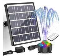 SUJFEE Fuente LED Solar Colorida para Exteriores de 8 W con Batería y Cargo, Control Remoto, 21 Efectos y Estacas Fijas para Jardín, Estanque, Juego