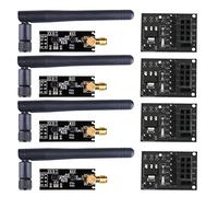 Sujurio 4 Piezas MóDulo InaláMbrico NRF24L01+PA+LNA con Antena 1100 Metros de Larga Distancia con Adaptador de MóDulo InaláMbrico NRF24L01 3,3 V
