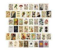 Sujurio 50 Piezas Vintage BotáNico Tarot EstéTica Pared Collage Kit y Fauna Insectos IlustracióN Arte Carteles Tarjeta DecoracióN de HabitacióN