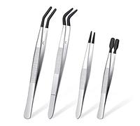 Sujurio Juego de Pinzas de 4 Piezas con Pinzas de Punta de Goma Pinzas Recubiertas de PVC, Pinzas de Punta Fina de Goma Pinzas de Punta de Goma