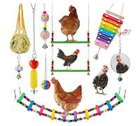 Sujurio Juguetes de Pollo para Gallinas Juguete de XilóFono de Pollo Juguetes de Columpio de Puente de Pollo Juguetes de Picoteo de Pollo Juguetes de Espejo de Pollo