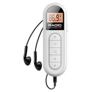 Sujurio Mini Radio FM de Bolsillo 300MAh Radio PortáTil Recargable 76-108MHZ con Pantalla LCD Retroiluminada Auriculares con Cable de 3,5 Mm