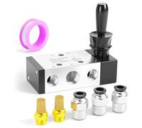 Sujurio Válvula solenoide neumática NPT de 1/4 pulgadas, 5 vías, 3 posiciones, control manual, 4H210-08