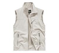 Sukany Chaleco utilitario informal para hombre, ligero, de secado rápido, estilo militar, sin mangas, para fotografía, tiro, caza, camping, exteriores, viajes, con bolsillos, beige, L