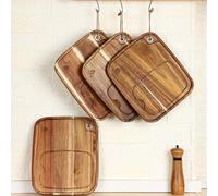 SUKARRA - Juego de tabla de servir carne y hamburguesas de madera de acacia, tabla de cortar de alta calidad de 13 x 11 pulgadas para asar barbacoas, picnics y entretenimiento para los amantes de la