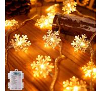 sukaudiz Guirnalda De Luces De Copo De Nieve, 6 m, 40 Luces Led Navideñas, Guirnalda De Hadas Con 8 Modos, Resistente Al Agua, Perfecta Para Decoraciones Navideñas, Fiestas y Bodas