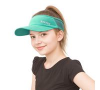 Sukeen Gorra solar de secado rápido para mujer, visera para niños, protección UV, visera para niños de 5 a 12 años, visera elástica con banda transpirable que absorbe el sudor, azul oscuro, 54