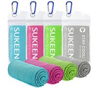 Sukeen Juego de 4 Toallas de Enfriamiento 100x30cm - Microfibra Refrescante para Fitness, Gimnasio, Golf, Yoga y Correr