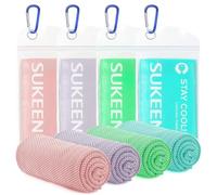 Sukeen Paquete de 4 toallas de enfriamiento (40 x 12 pulgadas) para cuello, toalla fresca para alivio de enfriamiento instantáneo, toalla fría suave y transpirable, 4 piezas para yoga, golf, gimnasio,