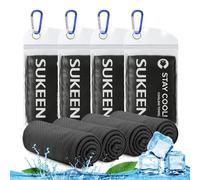 Sukeen Paquete de 4 toallas de enfriamiento (40 x 12 pulgadas) para hombres y mujeres, toalla de hielo de microfibra para gimnasio, fitness, golf, deportes, yoga de secado rápido, sudor