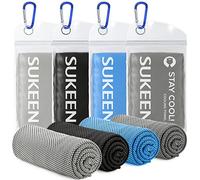 Sukeen Paquete de 4 toallas de enfriamiento (40 x 12 pulgadas), toalla de hielo, toalla de microfibra suave y transpirable para yoga, deportes, correr, gimnasio, entrenamiento, camping, fitness
