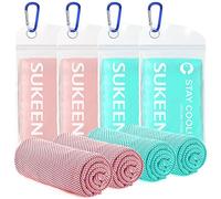 Sukeen Paquete de 4 toallas de enfriamiento (40 x 12 pulgadas), toalla fría de microfibra suave para yoga, deportes, correr, gimnasio, entrenamiento, camping, fitness, entrenamiento y más actividades