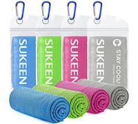 Sukeen Paquete de 4 Toallas de enfriamiento (40 x 12 Pulgadas), Toallas de enfriamiento para Cuello, Toalla de enfriamiento, Suave y Transpirable para Golf, Deportes, Correr, Gimnasio, Entrenamiento,