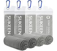 Sukeen Paquete de 4 Toallas de refrigeración (40 x 12 Pulgadas), Toalla de Hielo, Toalla fría Suave y Transpirable, Toalla de Microfibra