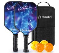 Sukeen Pickleball Paddles Set, 2 unidades, diseño de cielo estrellado de fibra de vidrio, alta potencia de salto, raqueta de pickleball para interior y exterior con bolso portátil
