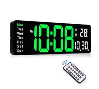 Sukeen Reloj Digital de Pared Digital de 13 Pulgadas, Reloj Despertador Digital, Mando a Distancia, Contador hacia adelante y hacia atrás, atenuación de 10 Niveles, Doble Alarma/Fecha/Temperatura