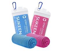 Sukeen Toalla de enfriamiento, paquete de 2 toallas para el cuello, toalla de sudor suave y transpirable, para gimnasio, mantenerse fresco, microfibra de hielo, hombres y mujeres, entrenamiento