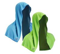 Sukeen Toalla refrescante con Capucha, Paquete de 2 Toallas de enfriamiento para Cuello y Cara, Toalla de Microfibra Absorbente de Secado rápido, envolturas Suaves para el Cuello para Playa, Camping