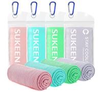 Sukeen Toallas de enfriamiento, Juego de 4 Toallas de refrigeración, Toalla de Gimnasio, Toalla de Hielo, Toalla de enfriamiento para el Cuello, Golf, Camping (100x30 cm)