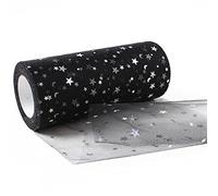 SuKeYuan Rollo de tul con lentejuelas, rollo de tela de tul con purpurina y estrella, malla de malla para falda tutú de bricolaje, camino de mesa, decoración de boda