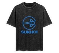 Sukhoi Russian Aircraft Men's T-Shirt Unisex Black Cotton Hip Hop Print tee Shirts L