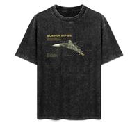 Sukhoi Su-35 Air Fighter Aircraft Jet Air Fighter Aircraft Blueprint Men's T-Shirt Unisex Black Cotton Hip Hop Print tee Shirts XXL