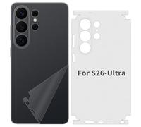 SUKIDIOVQ Paquete de 2 adhesivos para Samsung Galaxy S26 Ultra, película protectora de vidrio transparente mate de fibra de carbono delgada y ultraligera para bordes laterales traseros