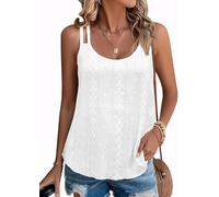Sukiglam Camiseta sin Mangas Mujer Verano Chaleco Top Elegante Cuello Crew Transpirable Malla Camisetas Casual Holgado Doble Correa de Espagueti Blusa Sexy Camisole Shirt sin Espalda para Playas