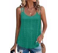 Sukiglam Camiseta sin Mangas Mujer Verano Chaleco Top Elegante Cuello Crew Transpirable Malla Camisetas Casual Holgado Doble Correa de Espagueti Blusa Sexy Camisole Shirt sin Espalda para Playas
