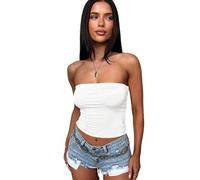Sukiglam Crop Top Mujer Camiseta Sin Tirantes Elástico Tubo Tops Corto Bandeau Verano Camisetas Sin Mangas Y2K Shirt Sexy Sin Espalda Going out Clothes Causal Básico Blusa Fashion Ropa