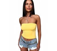 Sukiglam Crop Top Mujer Camiseta Sin Tirantes Elástico Tubo Tops Corto Bandeau Verano Camisetas Sin Mangas Y2K Shirt Sexy Sin Espalda Going out Clothes Causal Básico Blusa Fashion Ropa