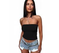 Sukiglam Crop Top Mujer Camiseta Sin Tirantes Elástico Tubo Tops Corto Bandeau Verano Camisetas Sin Mangas Y2K Shirt Sexy Sin Espalda Going out Clothes Causal Básico Blusa Fashion Ropa