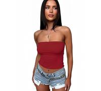 Sukiglam Crop Top Mujer Camiseta Sin Tirantes Elástico Tubo Tops Corto Bandeau Verano Camisetas Sin Mangas Y2K Shirt Sexy Sin Espalda Going out Clothes Causal Básico Blusa Fashion Ropa