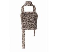 Sukiglam Top sin Tirantes Mujer Sexy Leopardo Malla Y2K Top de Tubo con Ligereza Bufanda Verano Ajustado Camiseta sin Mangas Fruncido Bandeau Tops de Fiesta Club Casual Streetwear