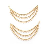 Sukkhi Pendientes de moda étnicos de latón chapado en oro de 18 quilates con perlas tachonadas de inspiración Bahubali larga cadena de bolas Jhumka/Jhumki para mujeres y niñas | Par de 1 |