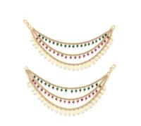 Sukkhi Pendientes largos de latón chapado en oro de 18 quilates con cadena de bolas multicapa inspirada en Bahubali para mujeres y niñas, Onesize, aleación, No es una piedra preciosa Abalorios