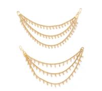 Sukkhi Pendientes largos de latón chapado en oro de 18 quilates con cadena de bolas multicapa inspirada en Bahubali para mujeres y niñas, Onesize, Metal, Sin piedras preciosas.