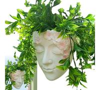 Sukkulenten-Pflanzgefäß, Wand-Pflanzgefäß, Wandpflanzgefäß mit Kopf - einzigartiger Harztopf ca. 16 x 9 x 18 cm en caqui/Schwarz/Weiß für moderne Innenräume - ideal para stilvolle y pflegege. eleichte