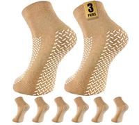 SukModen Calcetines de hospital con doble perfil - 3 pares de calcetines antideslizantes con protección contra caídas para hombres y mujeres, calcetines antideslizantes para el hogar para cuidados