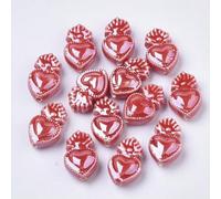 SUKORI 50 Uds. Cuentas Sueltas de Porcelana esmaltada Brillante con Forma de corazón de 16x10,5mm para fabricación de joyería, Collar de Pulseras Hechas a Mano DIY