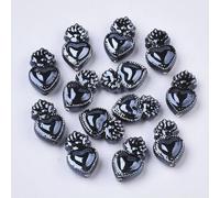 SUKORI 50 Uds. Cuentas Sueltas de Porcelana esmaltada Brillante con Forma de corazón de 16x10,5mm para fabricación de joyería, Collar de Pulseras Hechas a Mano DIY