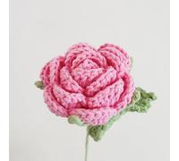 SUKORI 7 Uds 44cm Flor Tejida a Mano Crochet Rosa Ramo de Flores Artificiales para decoración de Mesa del hogar arreglo de Flores Adornos de jarrón