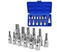 Sukudon 13pzs Juego de llaves de vaso Torx T8-T70 S2 Socket de acero Juego de Herramientas reparación de llaves Allen hexagonales Taller Mecanico Caja de Herramientas Destornillador Accesorios Coche