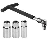 Sukudon Juego de 5 llaves de bujía de encendido, 16 mm/18 mm/21 mm, para coche y moto, herramientas universales negro mate