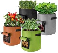 Sukudon Saco para plantas, 4 unidades de 40 l, macetas de tela de 10 galones, bolsa de tela no tejida, bolsas para plantas con asas, maceta de tomates, arpa de patatas