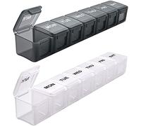 SUKUOS Pastillero organizador semanal de 7 días, extra grande, sin BPA, 2 unidades