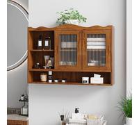 SUKY 90 cm Retro 2 Door Sliding Cabinet Three Layers of Storage Space, Suitable for Bathrooms, Kitchens,Dining Rooms, 90 cm x 20 cm x 60 cm (marrón)