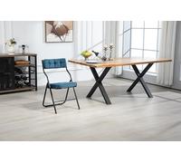 SUKY Juego de 2 sillas plegables de comedor con cojines, sillas plegables portátiles y montadas para invitados, cocina, boda, oficina, color azul